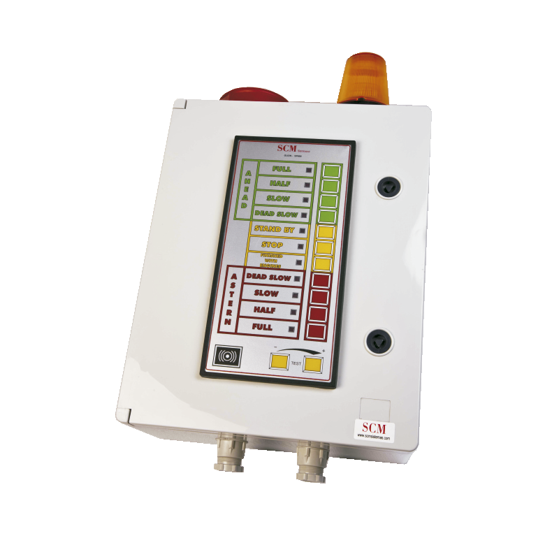 Engine order telegraph with push-button and watertight box